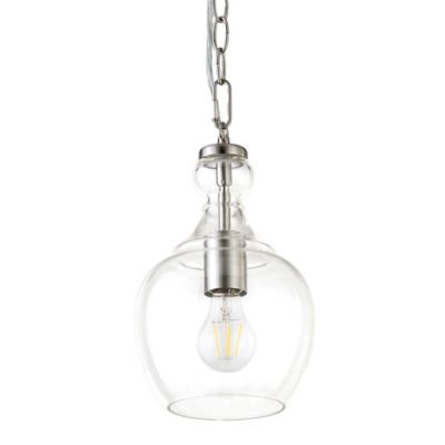 Image showing 7 th Hudson&Canal 1-Light Verona Pendant Light with Clear Glass Shade, 7 in., Brushed Nickel