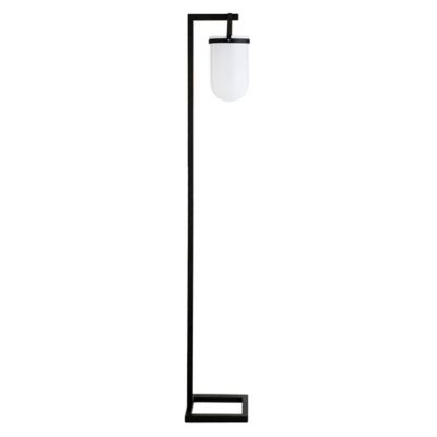Image showing  68 in. Shiloh Floor Lamp with White Milk Glass Shade, Blackened Bronze