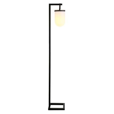 Image showing  68 in. Shiloh Floor Lamp with White Milk Glass Shade, Blackened Bronze