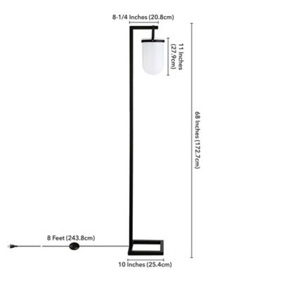 Image showing  68 in. Shiloh Floor Lamp with White Milk Glass Shade, Blackened Bronze