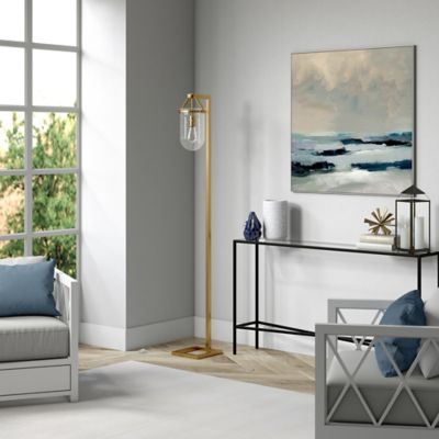 Image showing  68 in. Shiloh Floor Lamp with Seeded Glass Shade, Brass