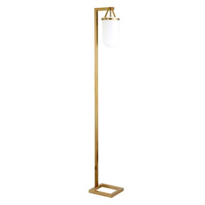 Image showing  68 in. Shiloh Floor Lamp with White Milk Glass Shade, Brass