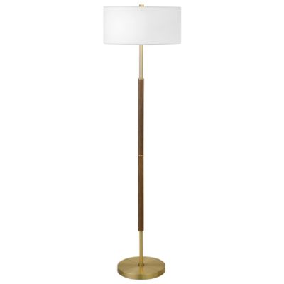 Image showing  61.5 in. Simone 2-Bulb Floor Lamp, Brass/Rustic Oak