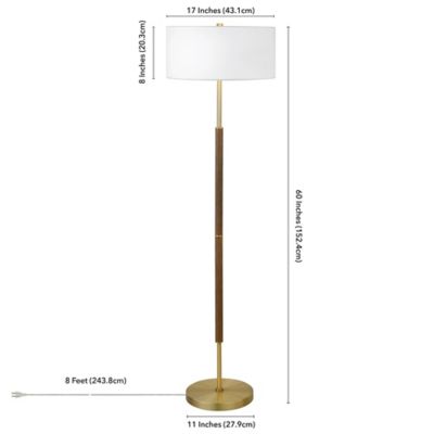 Image showing  61.5 in. Simone 2-Bulb Floor Lamp, Brass/Rustic Oak