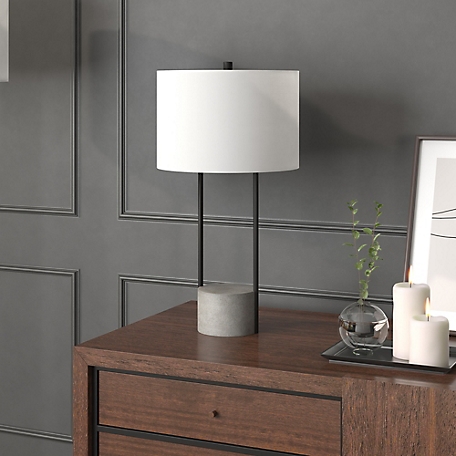 Hudson&Canal 27.75 in. Uma Blackened Bronze and Concrete Table Lamp