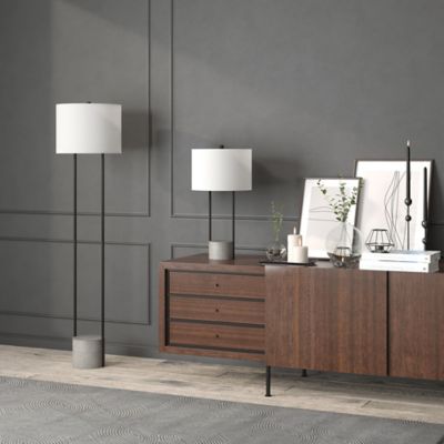 Image showing  27.75 in. Uma Blackened Bronze and Concrete Table Lamp