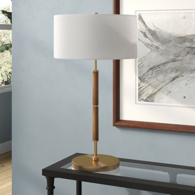 Hudson&Canal Simone 2-Bulb Brass/Rustic Oak Table Lamp, TL1163