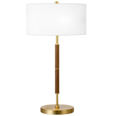 Image showing  Simone 2-Bulb Brass/Rustic Oak Table Lamp, TL1163