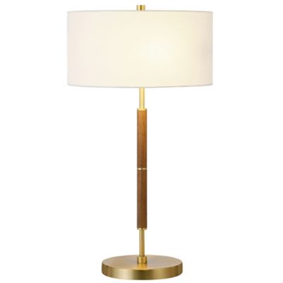 Image showing  Simone 2-Bulb Brass/Rustic Oak Table Lamp, TL1163
