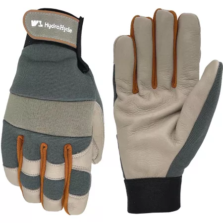 Wells Lamont Men's HydraHyde Leather Water Resistant Hybrid Work Gloves 1 Pair Gardening Gloves