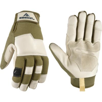 Ridgecut Water-Resistant Leather Hybrid Work and Gardening Gloves, 1 Pair