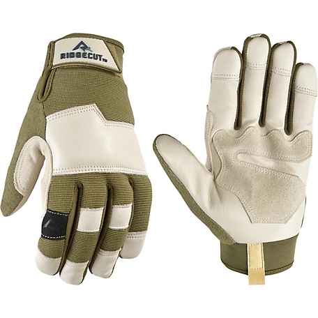 Ridgecut Men's Insulated Water-Resistant Lined Leather Hybrid Gloves, 1 Pair, Olive/Whiskey Tan, XL 1875818
