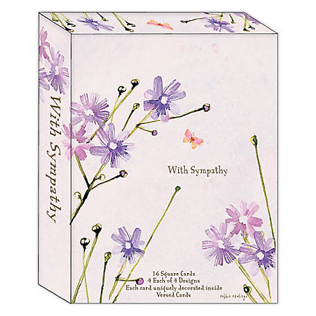 Sympathy Greeting  Card Sympathy Card Purple Flowers Stem Leaves NEW 