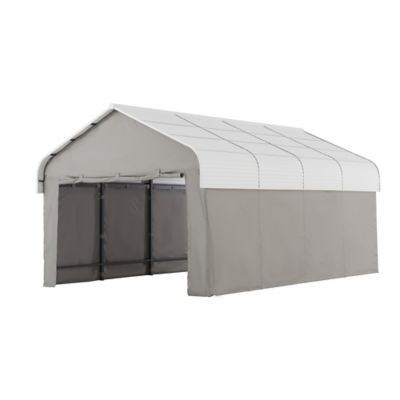 Sunjoy 12x20 Metal Carports, Outdoor Living Pavilion, Gazebo with Ceiling Hook and Fabric Enclosure