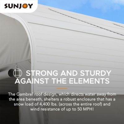 Image showing  12 ft. x 20 ft. Metal Carports, Outdoor Living Pavilion, Gazebo with Ceiling Hook and Fabric Enclosure