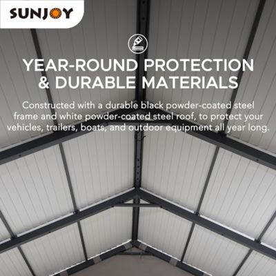 Image showing  12 ft. x 20 ft. Metal Carports, Outdoor Living Pavilion, Gazebo with Ceiling Hook and Fabric Enclosure