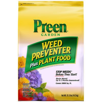 Preen 31.3 lb. Garden Weed Preventer and Plant Food, Covers 5,000 sq. ft.