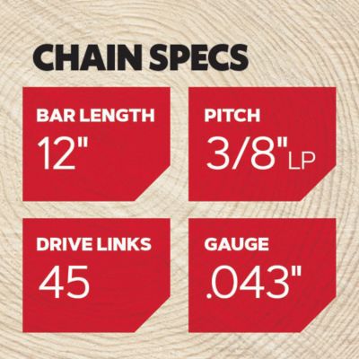 Image showing  12 in. R45 AdvanceCut Chainsaw Chain, 3/8 in. Pitch, 0.043 in. Gauge, 45 Drive Links