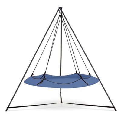 Hangout Pod Transportable Circular Family Hammock and Stand Set, 6 ft., Ink Blue & Black