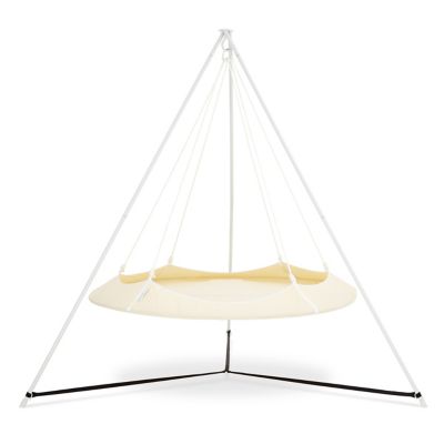 Hangout Pod Transportable Circular Family Hammock and Stand Set, Cream/White, 6 ft.