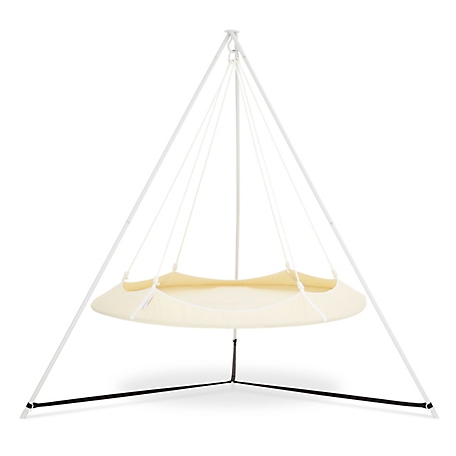 Hangout Pod Transportable Circular Family Hammock and Stand Set, Cream/White, 6 ft.