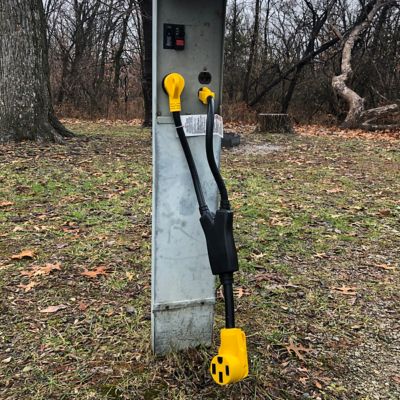 Image showing  28 in. 25/125V 45A RV Camper Y-Adapter Power Cable with 15/30A Male And 45A Female