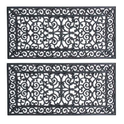 AmeriHome Decorative Scrollwork Entryway Rubber Doormats, 4 ft. x 2 ft., 2-Pack Dresses up the front entryway