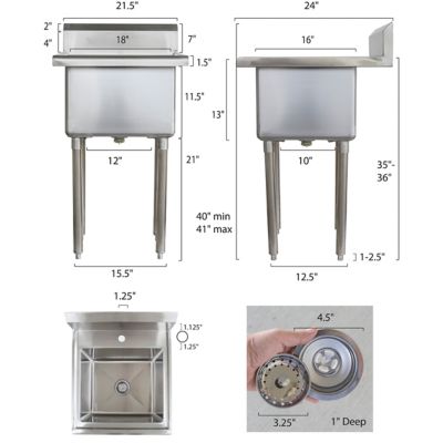 Image showing 7 th AmeriHome Stainless Steel Utility Sink