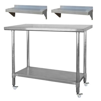 Sportsman Series 24 in. x 35 in. Stainless Steel Workstation with 48 in. Workbench Table, Casters and Two 24 in. Utility Shelves