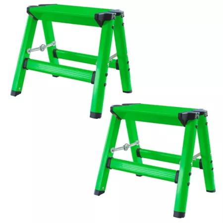 AmeriHome Lightweight Aluminum 1-Step Stool 330 lb Capacity Bright Green 2-Pack Step Ladders