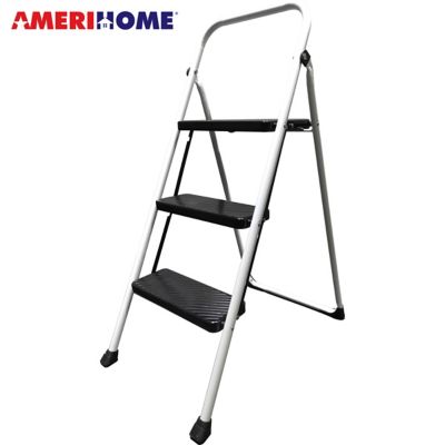 AmeriHome 8 ft. 200 lb. Capacity Metal 3-Step Folding Utility Step Ladder