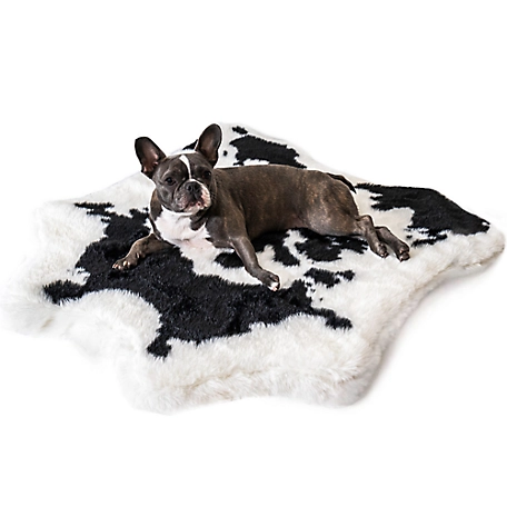 Paw Brands PupRug Animal Print Memory Foam Dog Bed - Black Faux Cowhide