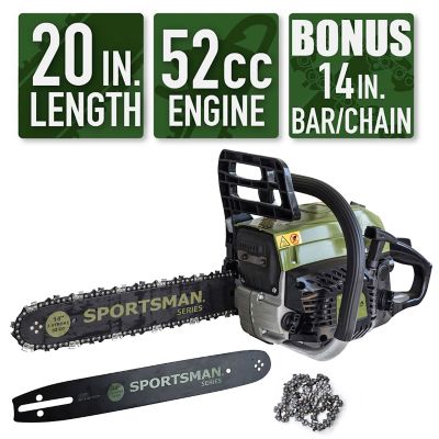 Image showing  20 in. and 14 in. 52cc Gas Chainsaw, 0.058 in. Gauge, 0.325 in. Pitch