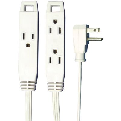 Axis 8 ft. Indoor 3-Outlet Wall-Hugger Grounded Extension Cord, White