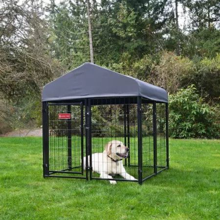 Lucky Dog STAY Series Studio Jr 52 in x 4 ft x 4 ft Dog Kennel with Gray Cover Dog Kennels