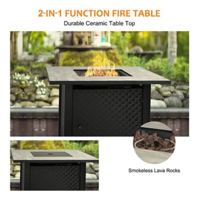 Outdoor Life Propane Fire Pit Table, Living Accents Fire Pit Set