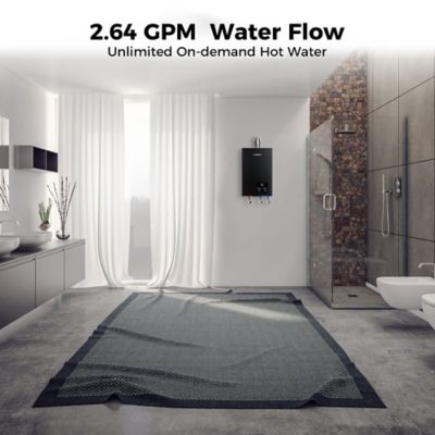 Image showing 6 th Camplux 2.64 GPM 68,000 BTU Indoor Residential Propane Tankless Water Heater, Black