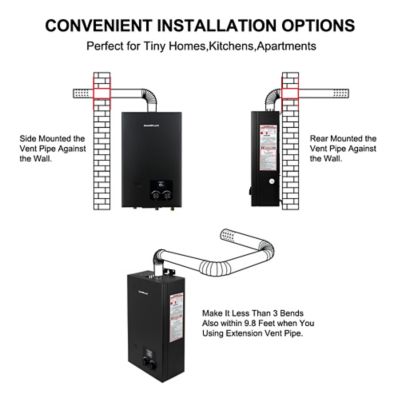 Image showing 7 th Camplux 2.64 GPM 68,000 BTU Indoor Residential Propane Tankless Water Heater, Black