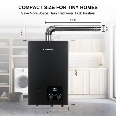 Image showing 8 th Camplux 2.64 GPM 68,000 BTU Indoor Residential Propane Tankless Water Heater, Black