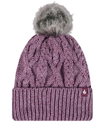 Heat Holders Women's Solna Cable Knit Roll Up Hat with Pom-Pom
