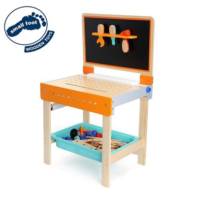 Legler Small Foot Wooden Toys 2-in-1 Children's Workbench with Drawing Table Playset
