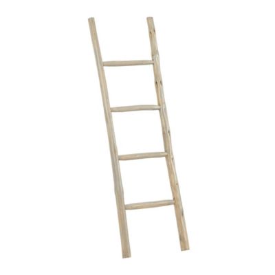 Image showing  White Teak Wood Handmade 4 Rack Ladder 18" x 2" x 59"