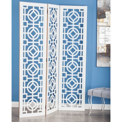 Harper & Willow Wood Farmhouse 3-Panel Room Divider Screen, 72 in. x 54 in. x 1 in., White