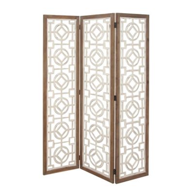 Image showing  Wood Farmhouse 3-Panel Room Divider Screen, 72 in. x 54 in., White