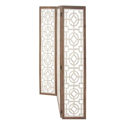 Image showing  Wood Farmhouse 3-Panel Room Divider Screen, 72 in. x 54 in., White