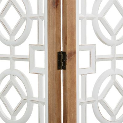 Image showing  Wood Farmhouse 3-Panel Room Divider Screen, 72 in. x 54 in., White