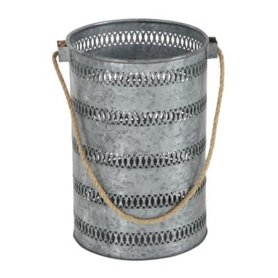 Image showing  Gray Metal Coastal with Rope Set of 2 12", 10"H, 38188
