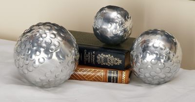 Harper & Willow Silver Aluminum Hammered Orbs & Vase Filler Set of 3 4