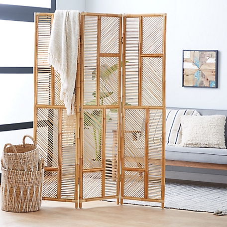 Harper & Willow Wood Contemporary Room Divider Screen, 71 in. x 52 in. x 1 in., Brown