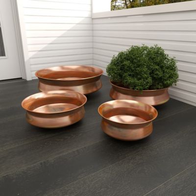 Harper & Willow Copper Metal Indoor Outdoor Planter Set of 4 22 in., 18 in., 14 in., 11 in.W
